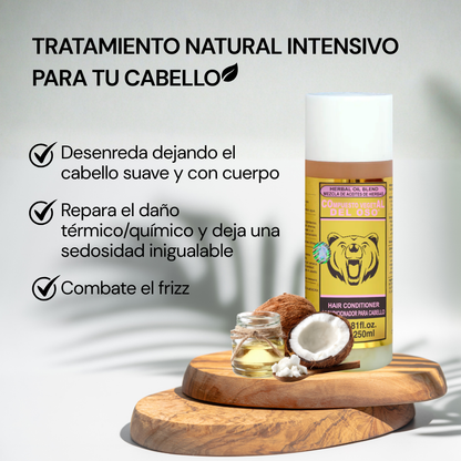 Acondicionador capilar COMPUESTO VEGETAL DEL OSO® Olivo, coco, linaza y almendras BOT. 250ml