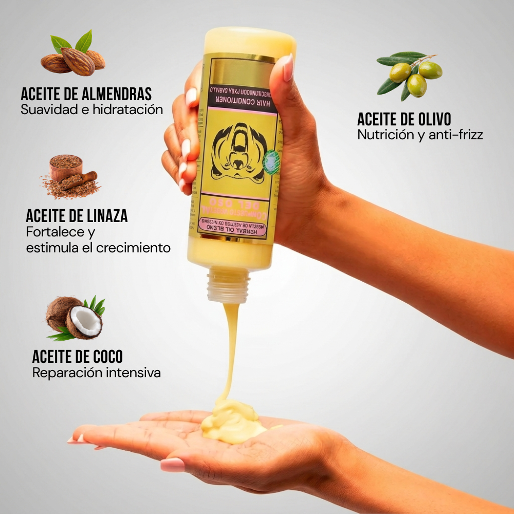 Acondicionador capilar COMPUESTO VEGETAL DEL OSO® Olivo, coco, linaza y almendras BOT. 250ml