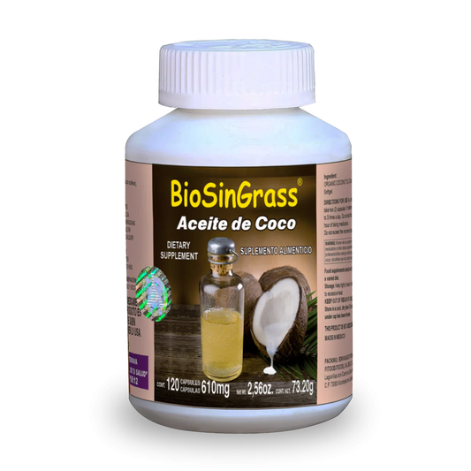 Cápsulas blandas BIOSINGRASS® Coco aceite CJA/FCO. DE 120