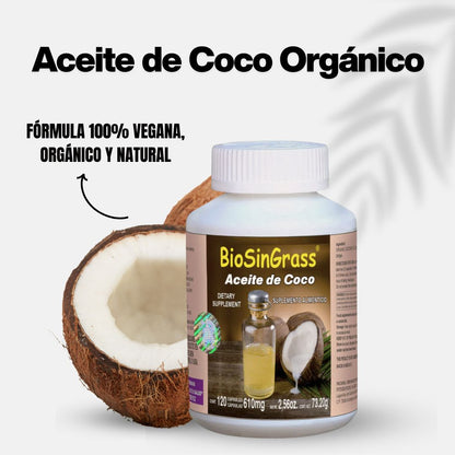 Cápsulas blandas BIOSINGRASS® Coco aceite CJA/FCO. DE 120