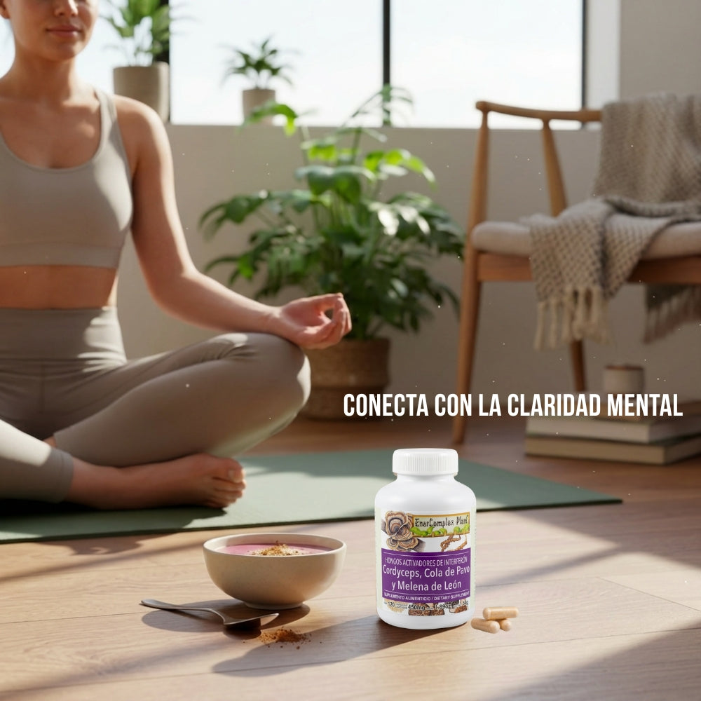 Cápsulas duras ENERCOMPLEX PLANT® Cordyceps, cola de pavo y melena de león CJA/FCO. DE 120