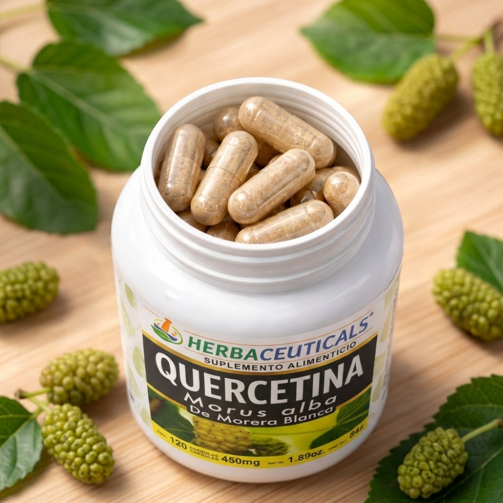 Cápsulas duras HERBACEUTICALS® Morera blanca CJA. GDE./FCO. DE 120