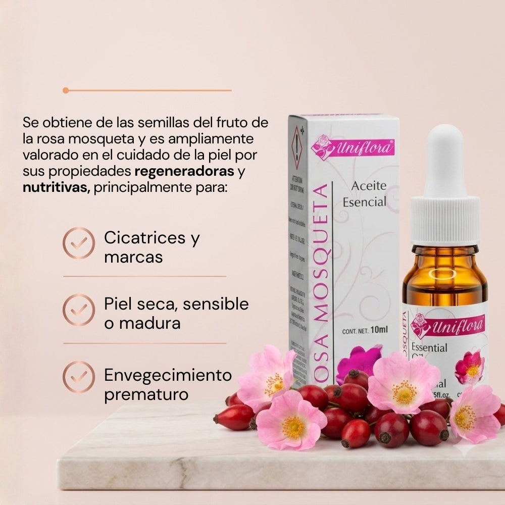 Aceite esencial UNIFLORA® Rosa Mosqueta CJA/BOT. 010ml