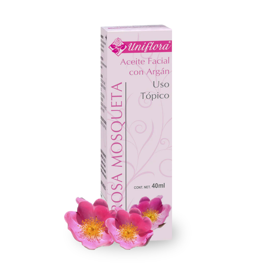 Aceite facial UNIFLORA® Rosa y argán CJA/FCO. 040ml