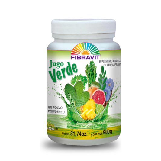 Polvo para preparar FIBRAVIT jugo verde® Nopal, apio, naranja, + 11 FCO. B. DE 900g