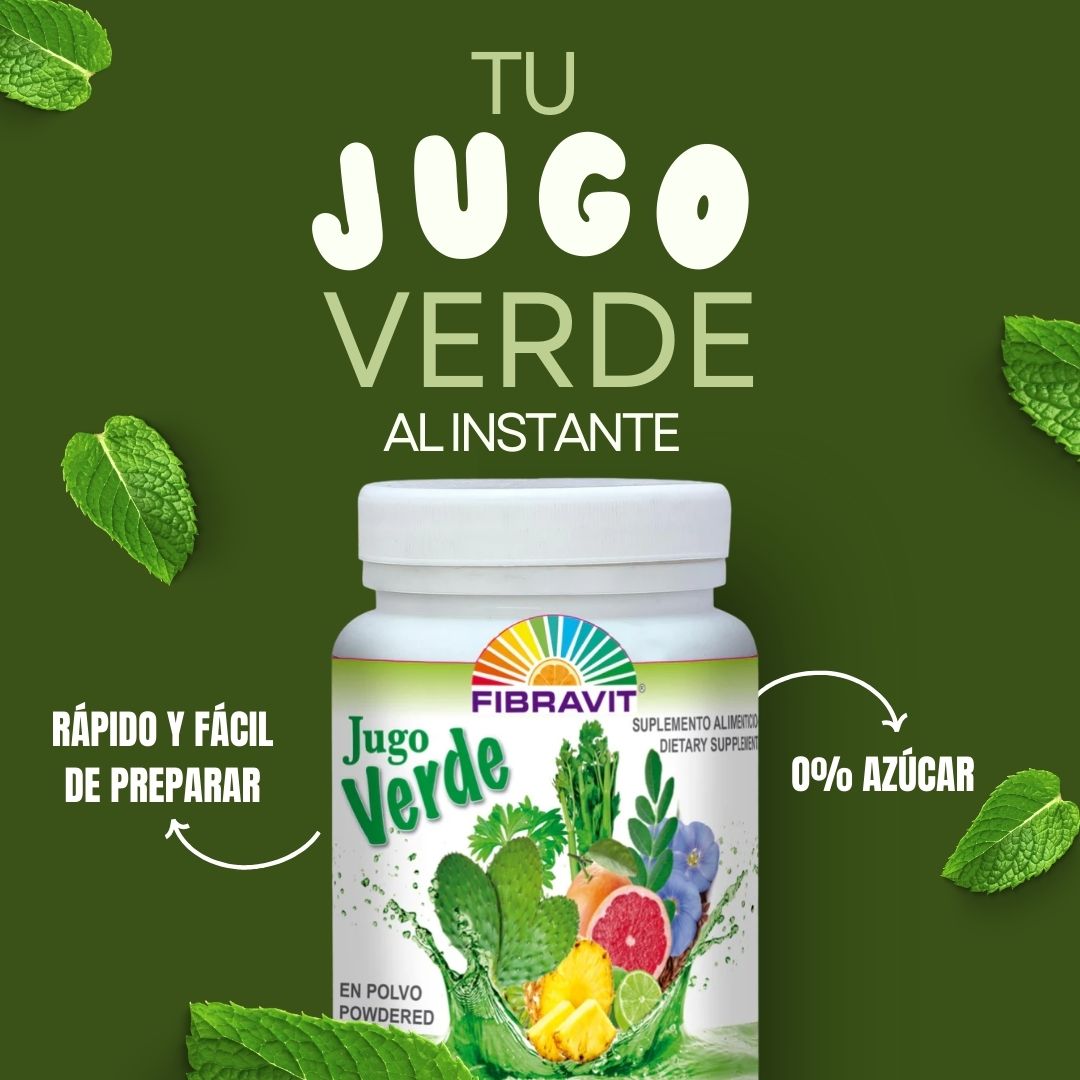 Polvo para preparar FIBRAVIT jugo verde® Nopal, apio, naranja, + 11 FCO. B. DE 900g