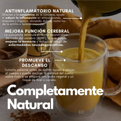 Polvo para preparar SANA TERRA, bebida dorada® Cúrcuma, almendras, miel de abeja, + 4 FCO. B. 500g