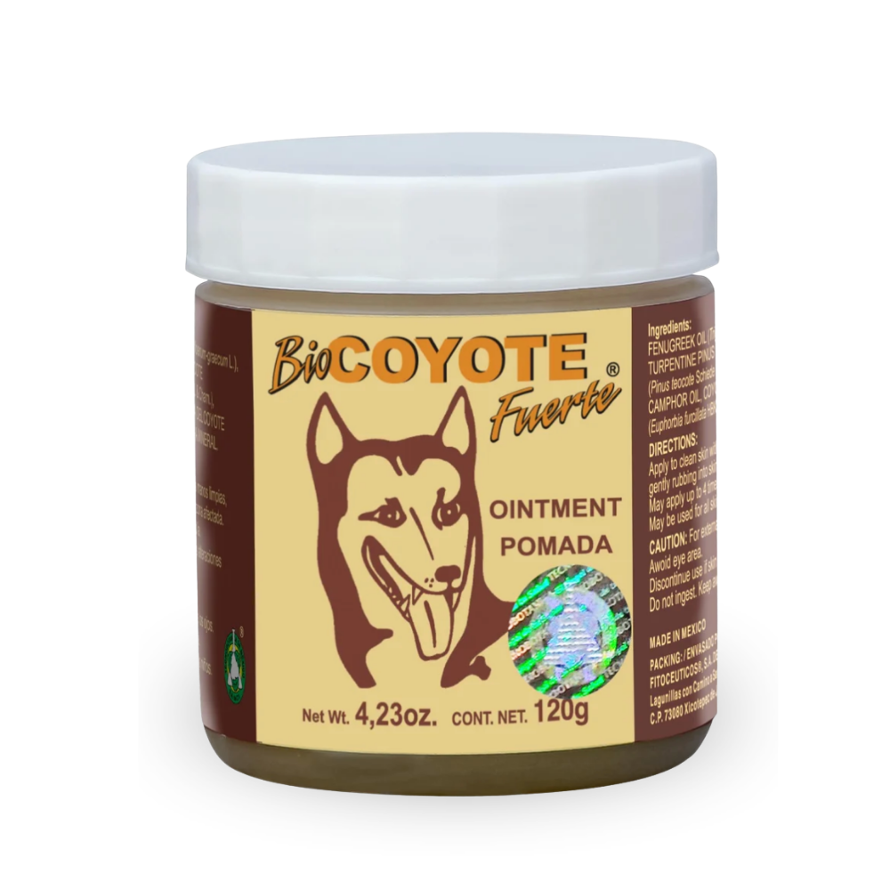 Pomada BIOCOYOTE FUERTE® ocote, alcanfor y  hierba del coyote POM. DE 120g