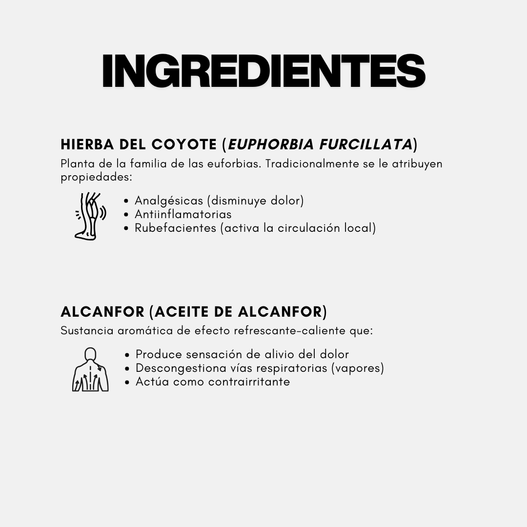 Pomada BIOCOYOTE FUERTE® ocote, alcanfor y  hierba del coyote POM. DE 120g